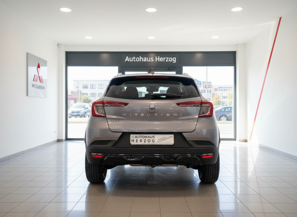 Mitsubishi ASX Heckansicht in Grau im Autohaus Herzog Showroom
