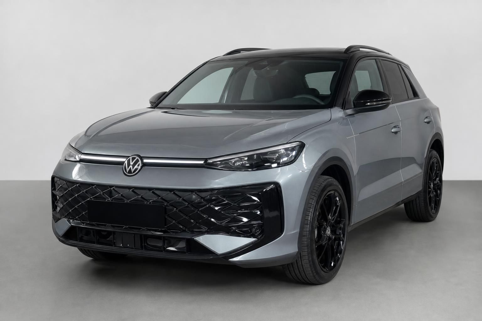VW T-Roc SUV in Grau-Metallic, Frontansicht schraeg