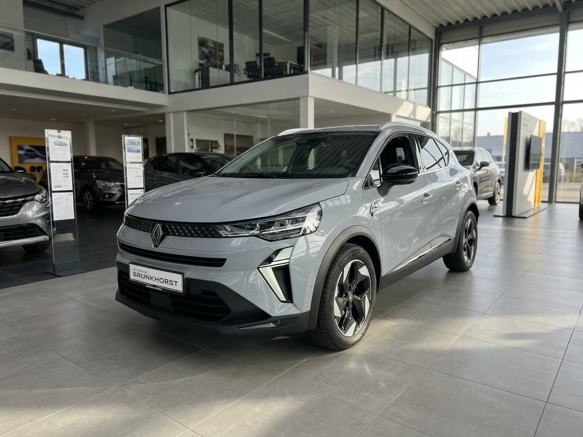 Renault Captur in Grau im Autohaus Brunkhorst Showroom – Frontansicht