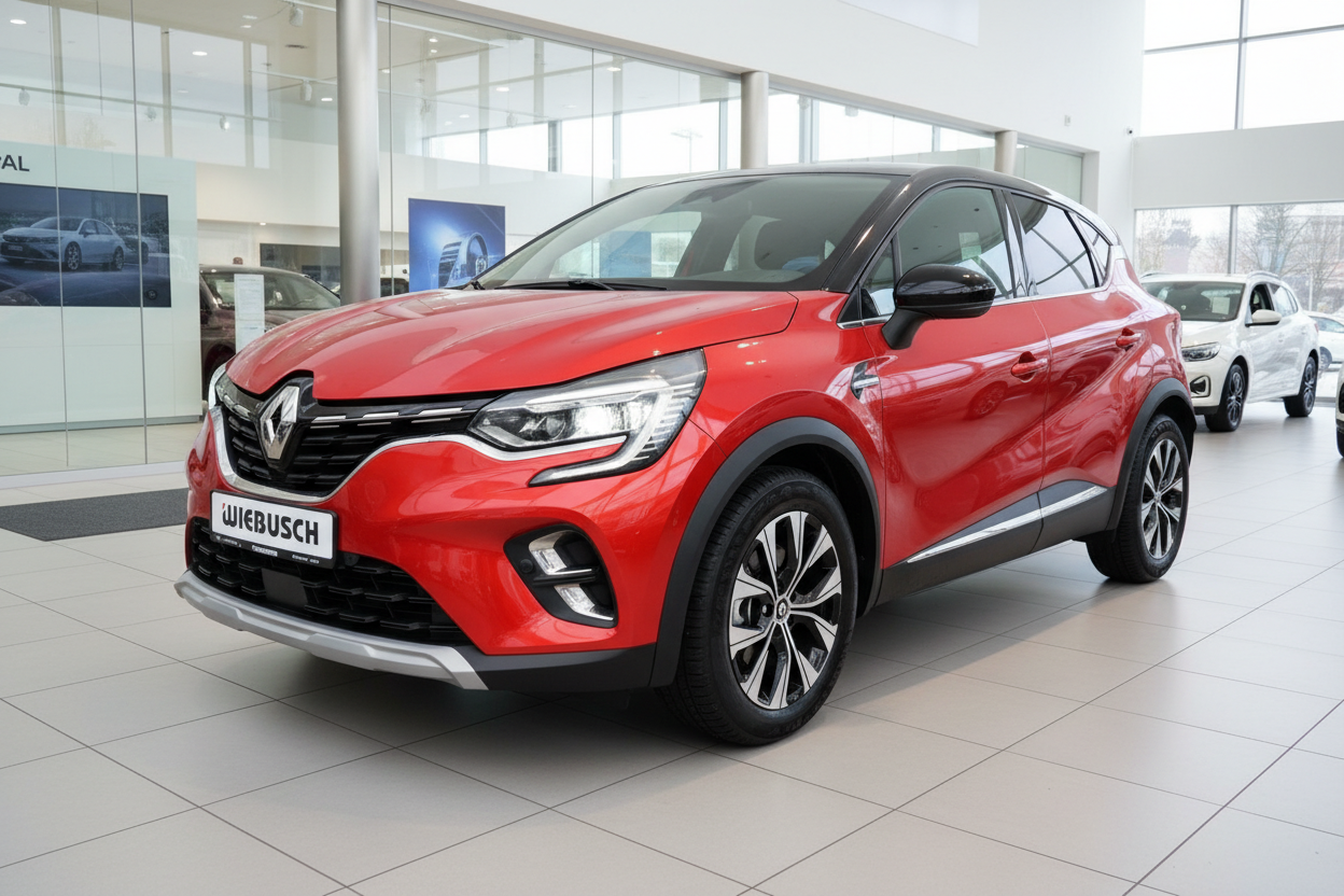 Roter Renault Captur SUV im Autohaus Wiebusch Showroom – Frontansicht