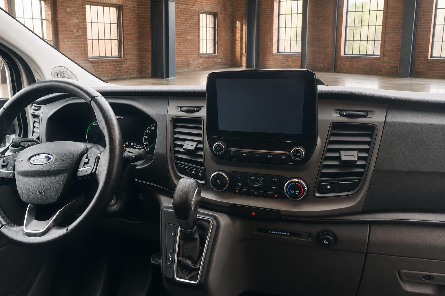 Ford Transit Armaturenbrett mit Automatikschaltung und Bedienelementen