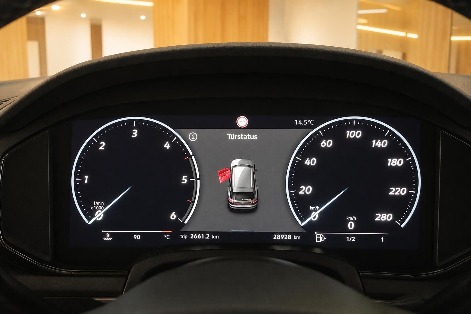 Digitales Kombiinstrument mit Türstatus-Anzeige im VW