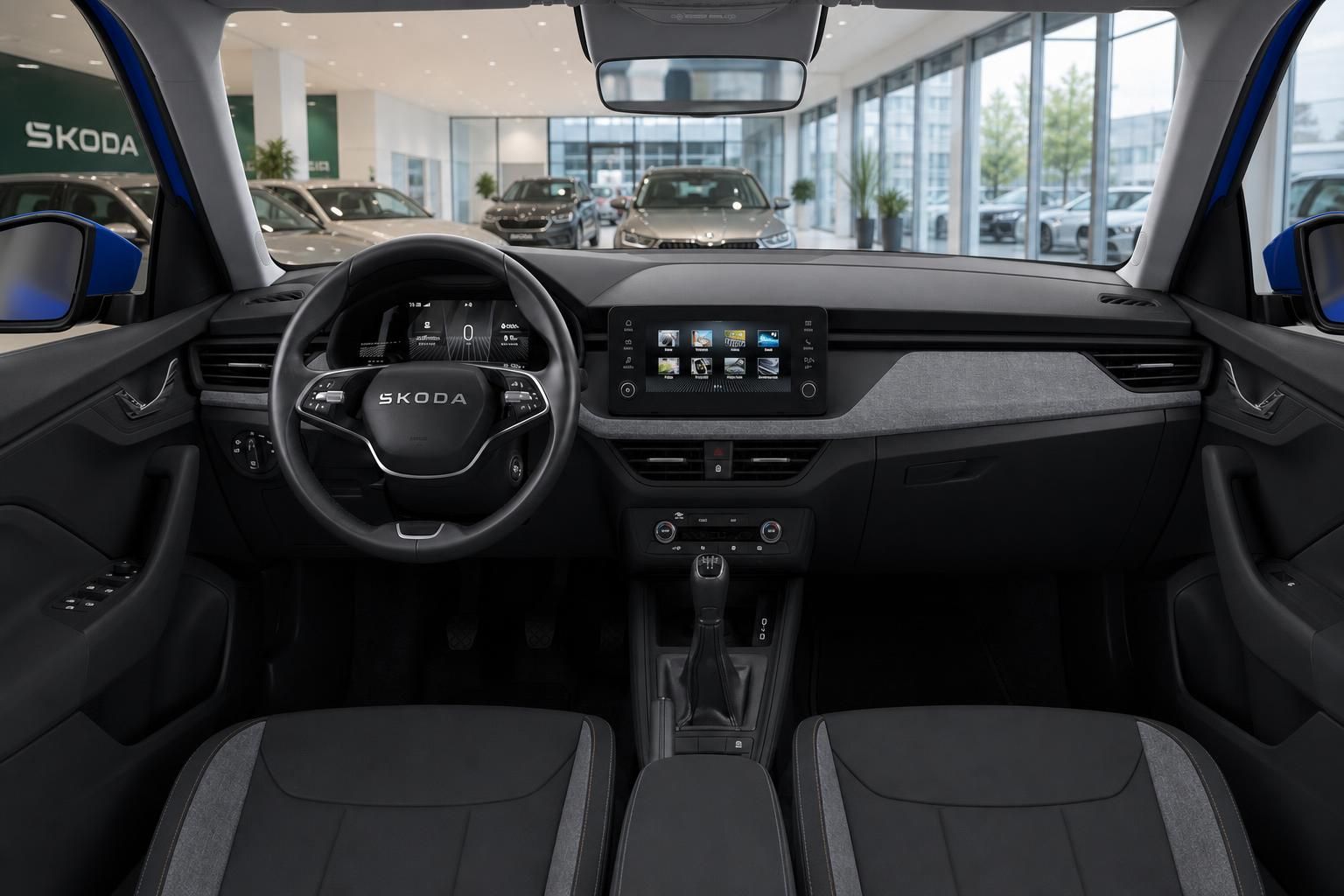 Skoda Kamiq Cockpit mit Lenkrad und Infotainment-Display