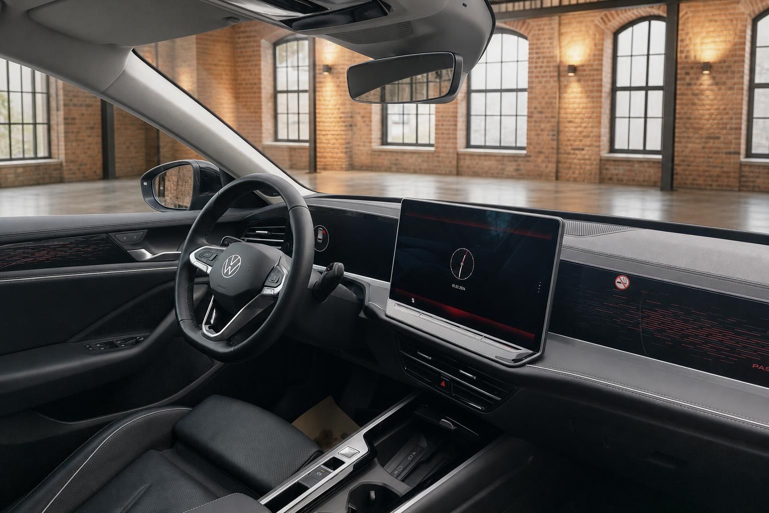 Cockpit und Lenkrad im VW Passat mit digitalem Display