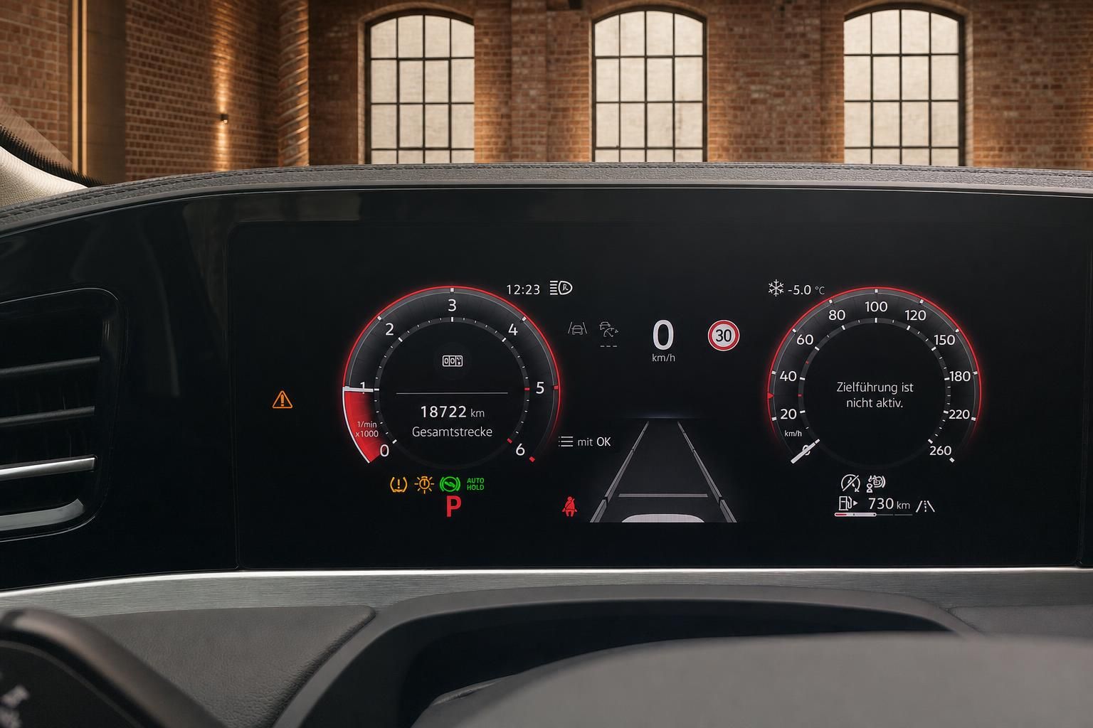 Digitales Kombiinstrument mit Tacho im VW Passat