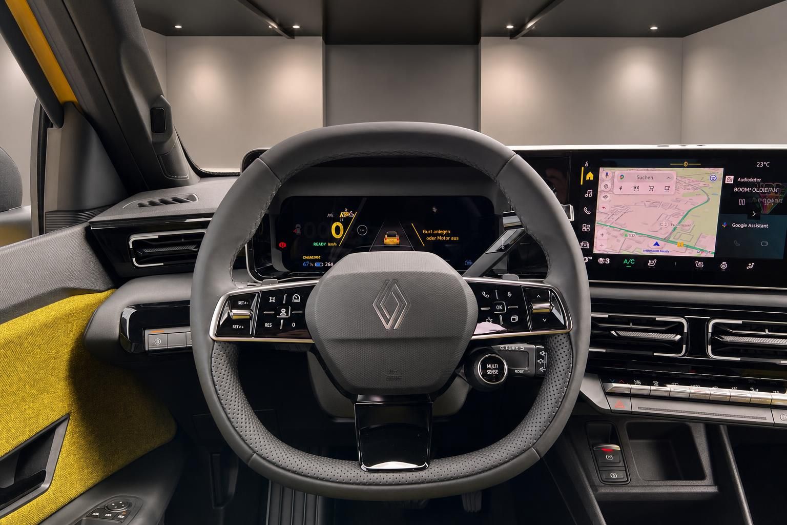 Renault Innenraum Cockpit mit Lenkrad, Digitaltacho und großem Infotainment-Display