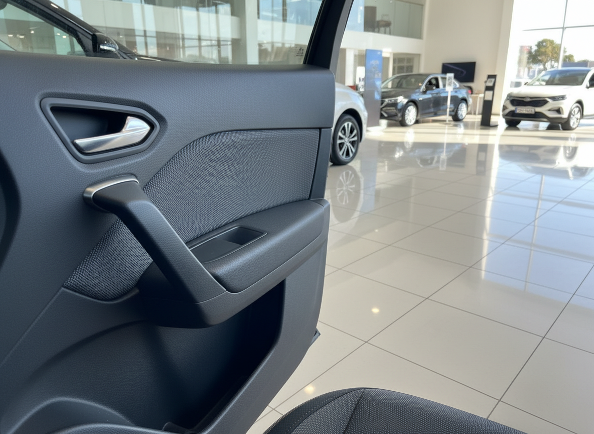 Fahrzeuginnenraum Türverkleidung mit Griff im Autohaus