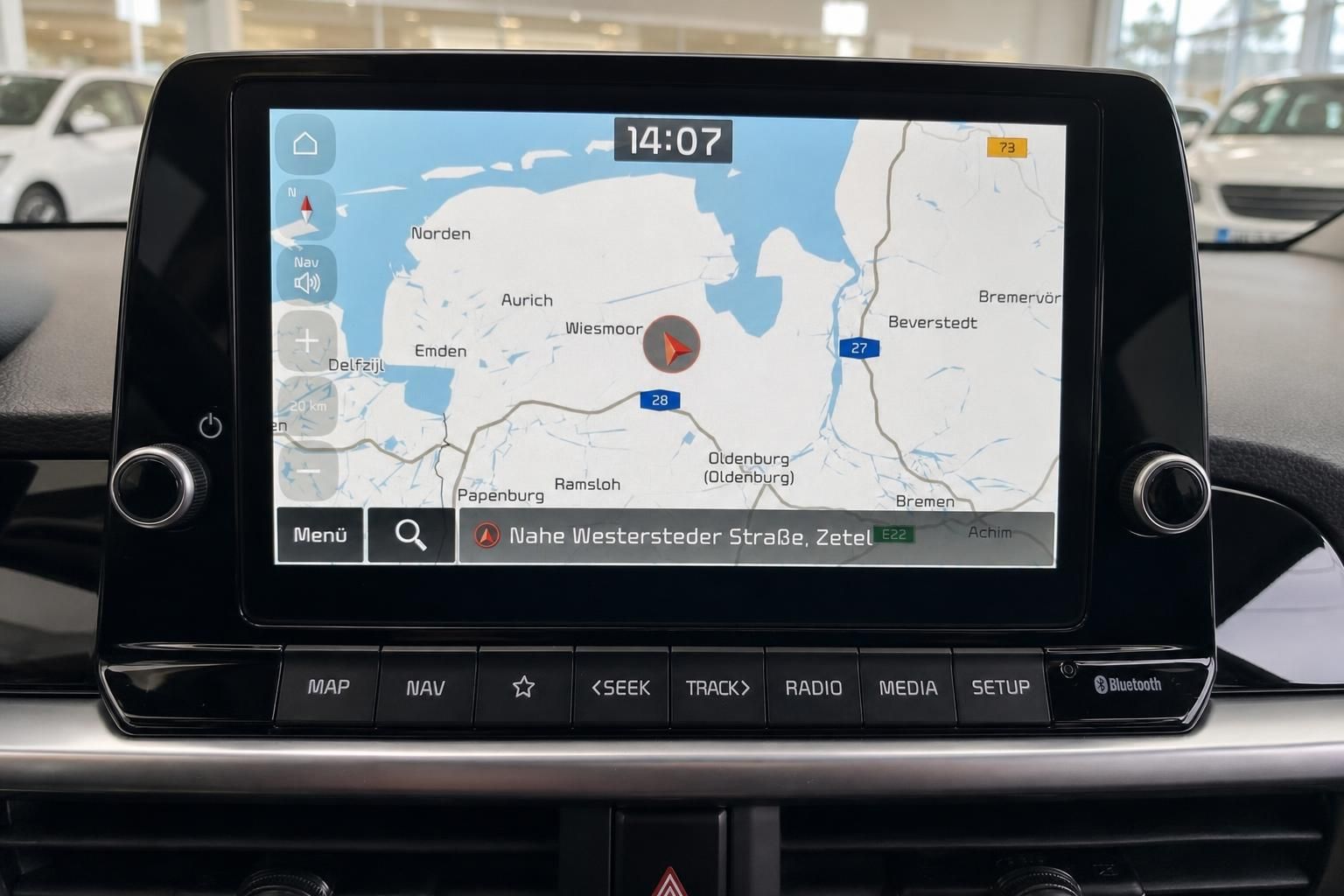 Navigationssystem Touchscreen im Kia Fahrzeug Detailansicht