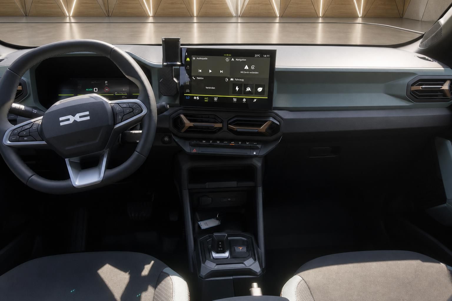 Dacia Duster Cockpit mit Lenkrad, Touchscreen und Mittelkonsole