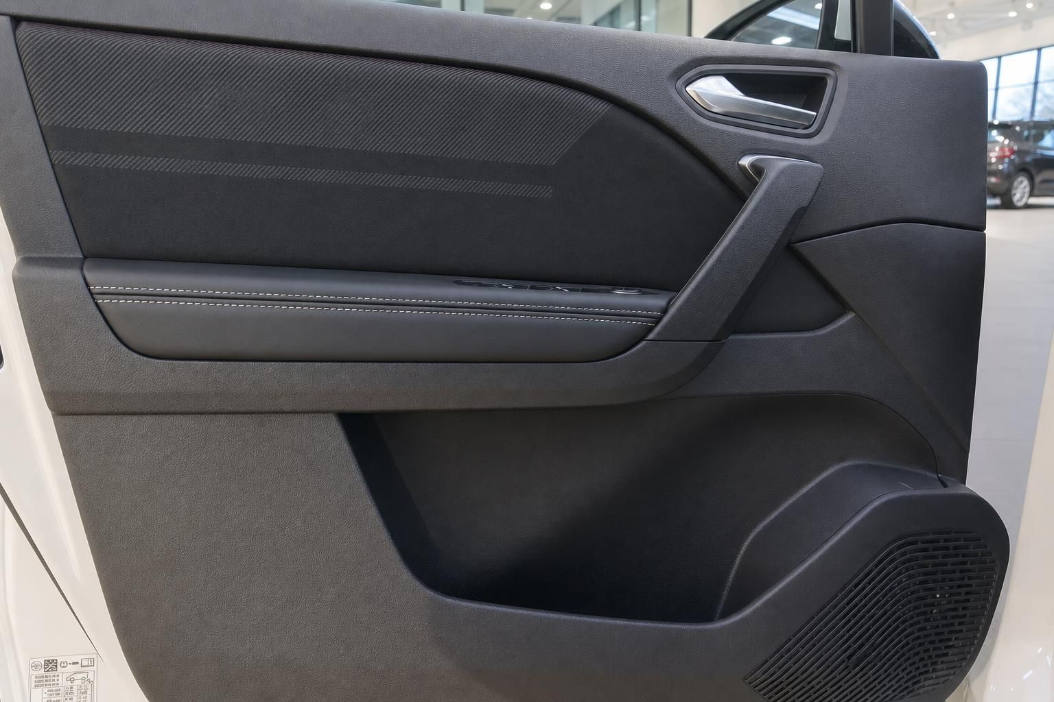 Fahrzeug Innenraum - elegante schwarze Türverkleidung mit Carbon-Optik und modernen Details
