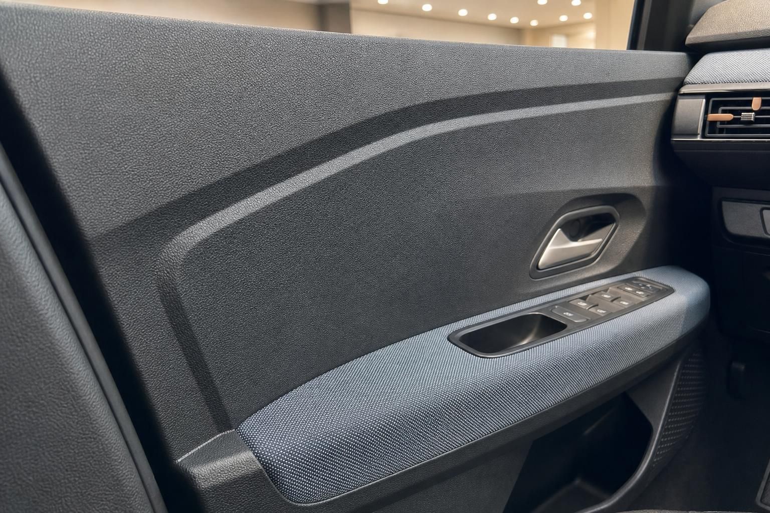 Dacia Tuerverkleidung mit Fensterheber und Griff im Detail