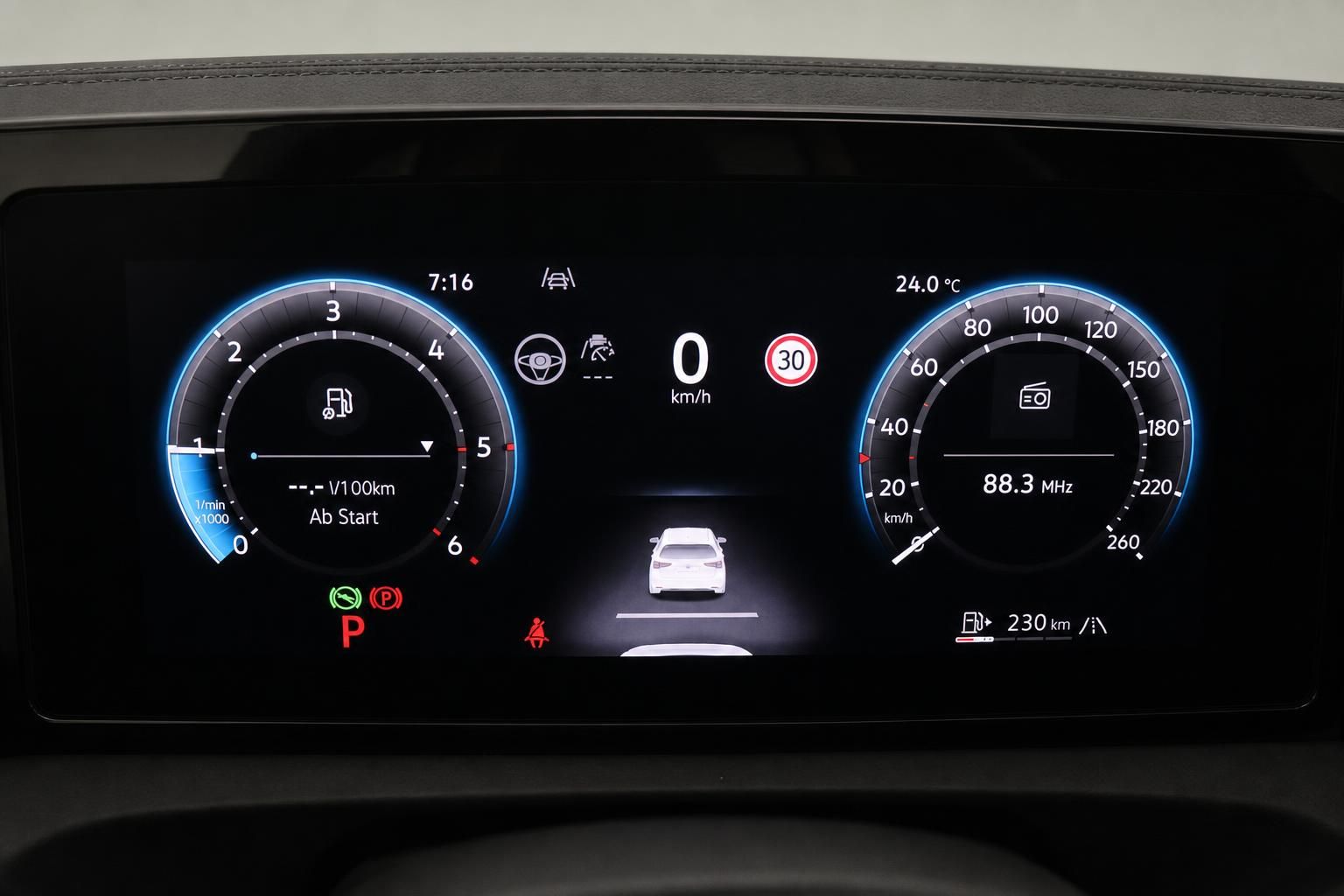 VW Digitales Kombiinstrument mit Tacho und Navigationsanzeige
