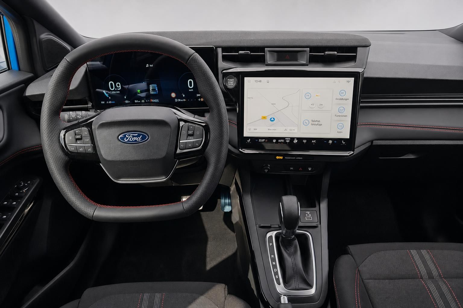 Ford Puma Cockpit mit Lenkrad, Digitaltacho und Touchscreen im Detail