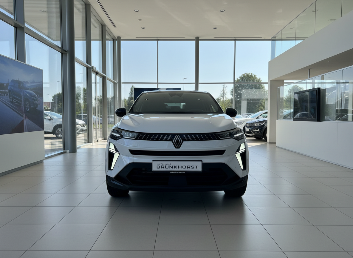 Weißer Renault SUV Frontansicht im Autohaus Brunkhorst Showroom