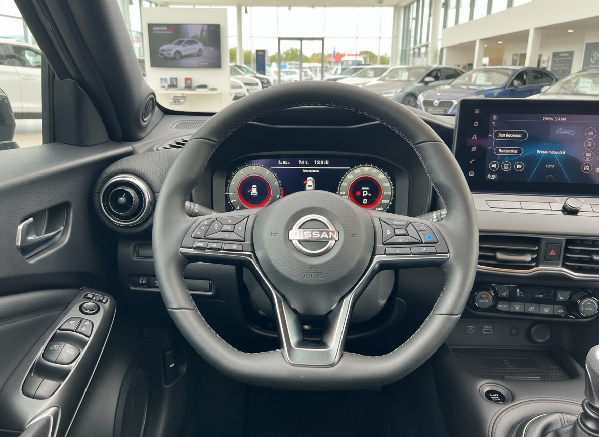 Nissan Qashqai Innenraum Cockpit mit digitalem Tacho und Infotainment-Display im Autohaus