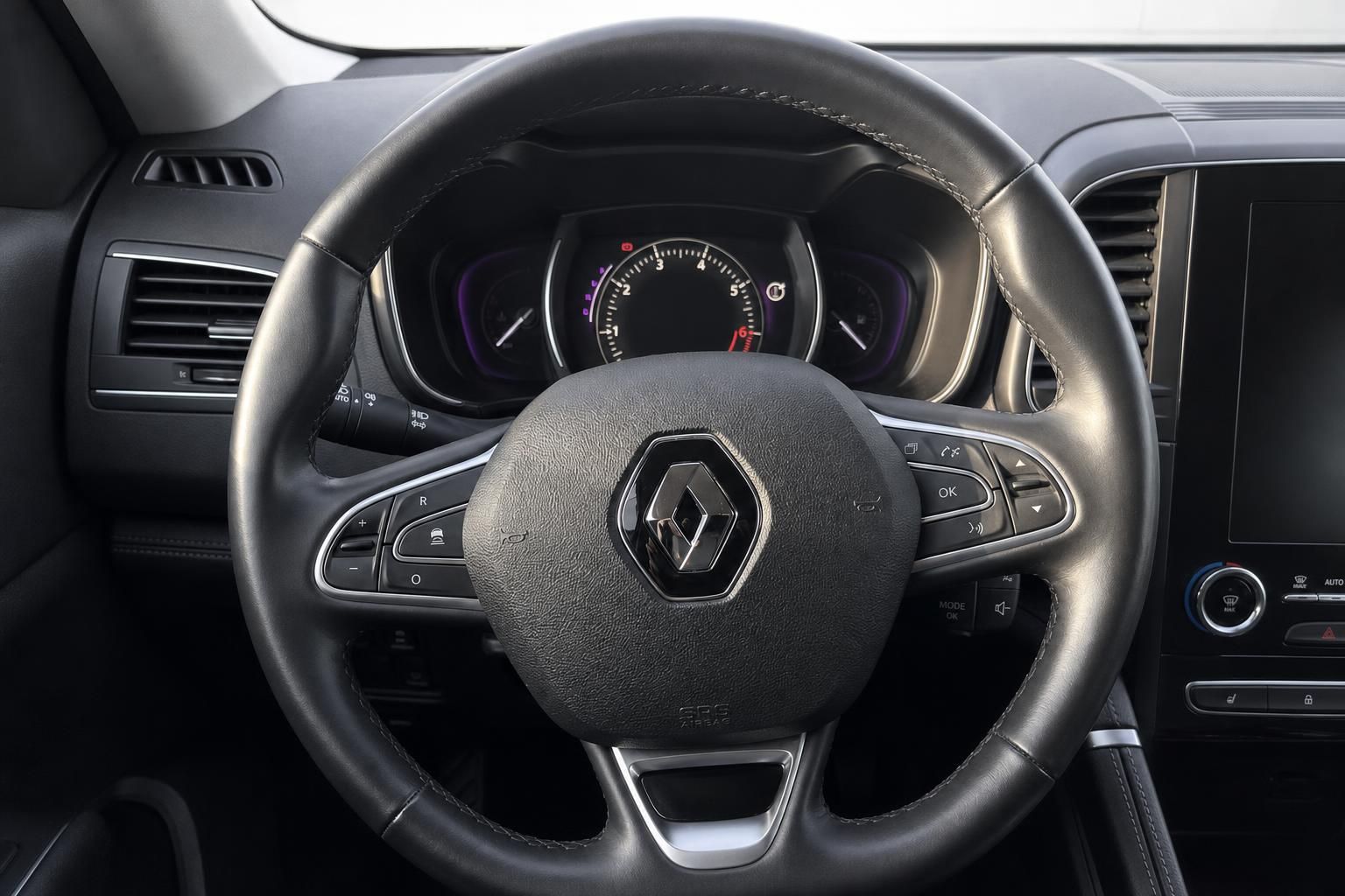 Renault Lenkrad mit Multifunktionstasten und Tacho Nahaufnahme