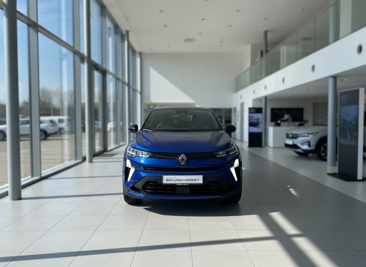 Blauer Renault SUV Frontansicht im Autohaus Brunkhorst Showroom