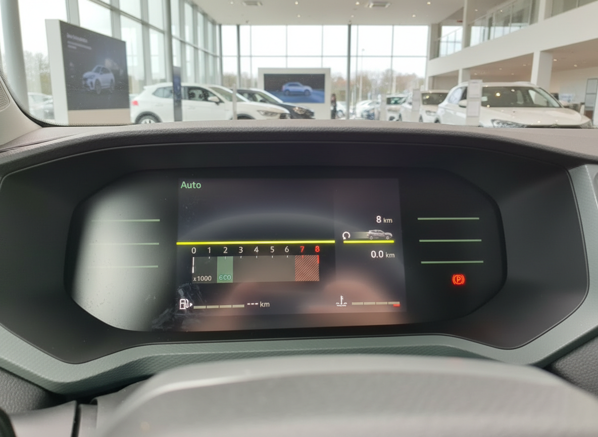 Digitales Kombiinstrument Innenraum Fahrzeug mit Drehzahlmesser ECO-Anzeige im Autohaus