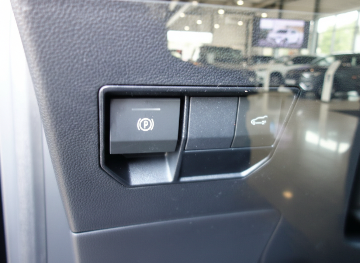 Fahrzeug Innenraum Detailaufnahme elektrische Feststellbremse und Bremsautohaltefunktion Schalter