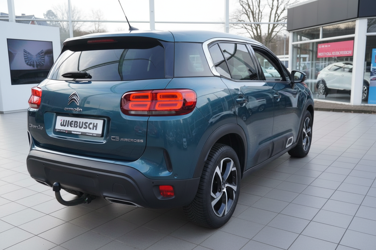 Citroën C5 Aircross SUV in Blau-Grün Heckansicht im Autohaus Wiebusch