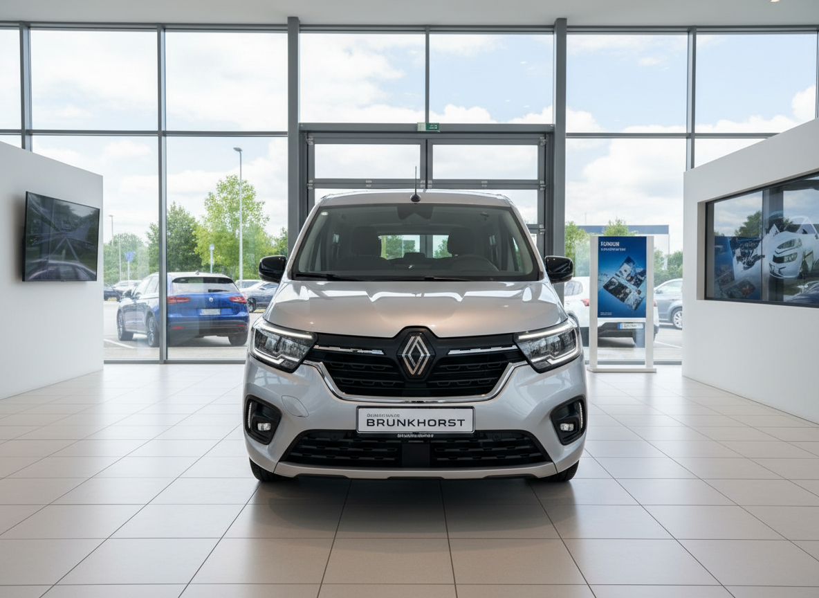 Renault Kangoo Frontansicht silber im Autohaus Brunkhorst Showroom