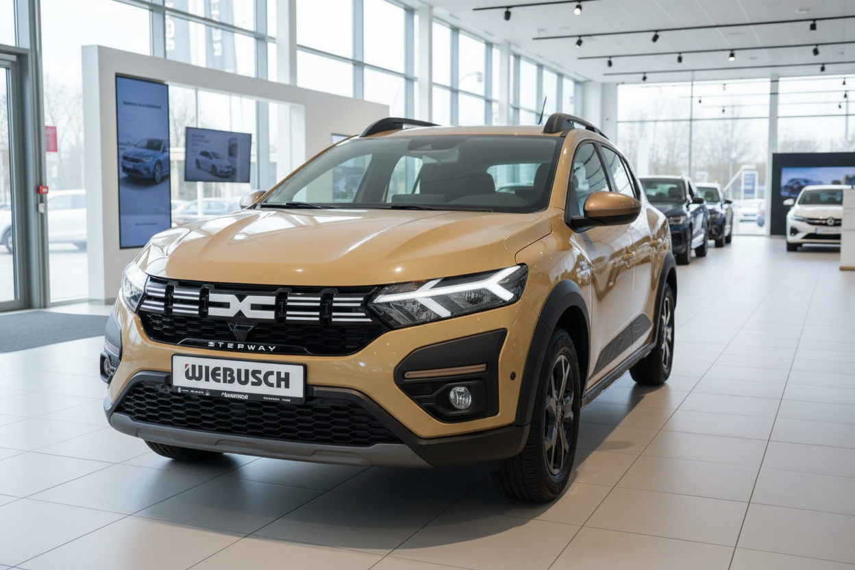 Dacia Sandero Stepway in Gold-Beige im Autohaus Wiebusch Showroom