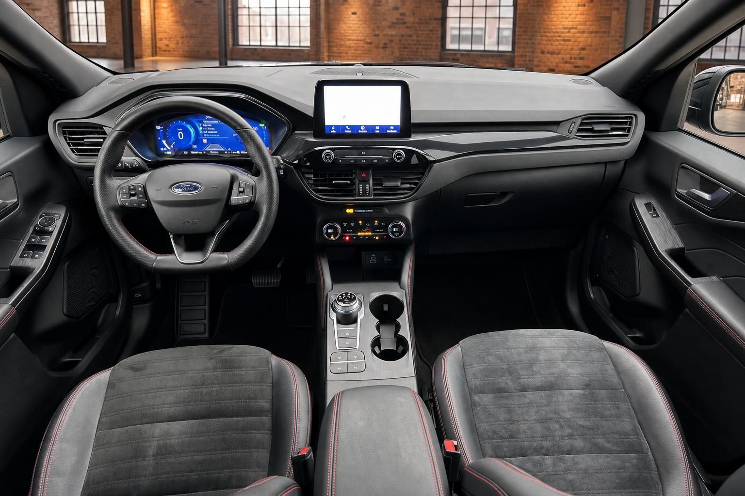 Ford Innenraum Frontansicht mit Cockpit und Vordersitzen