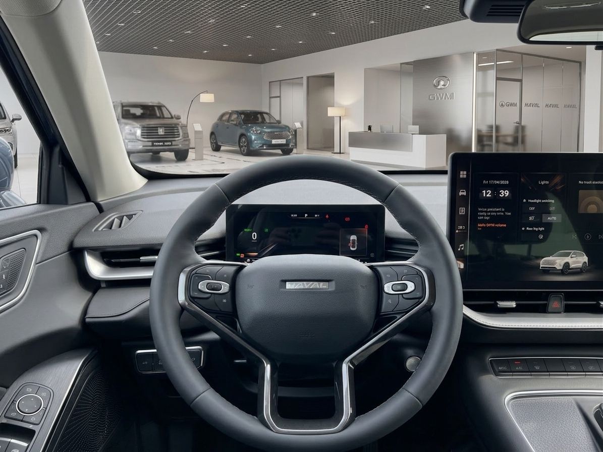 Haval Fahrzeug Innenraum mit Lenkrad, digitalem Kombiinstrument und Infotainment-System