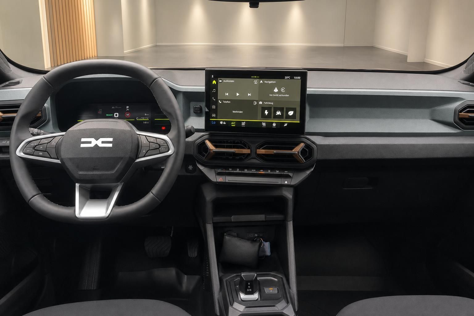 Dacia Duster Cockpit mit Lenkrad und Infotainment-Bildschirm