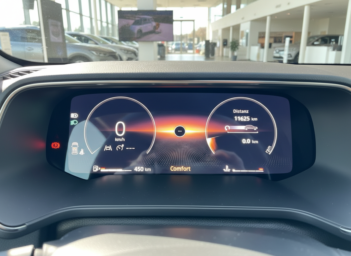 Digitales Kombiinstrument Innenraum Fahrzeug Comfort-Modus 11625 km Distanz Tacho