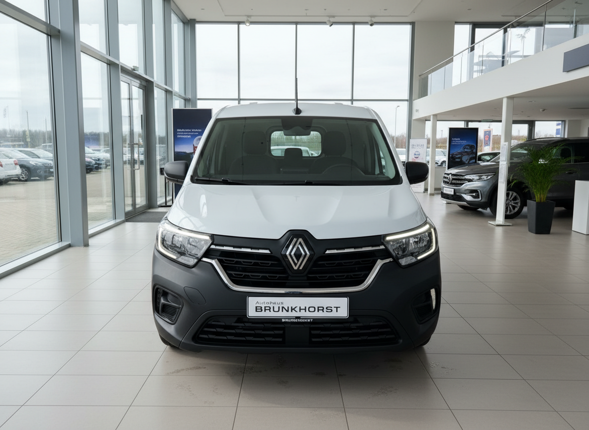 Renault Kangoo Frontansicht in Weiß im Autohaus Brunkhorst Showroom