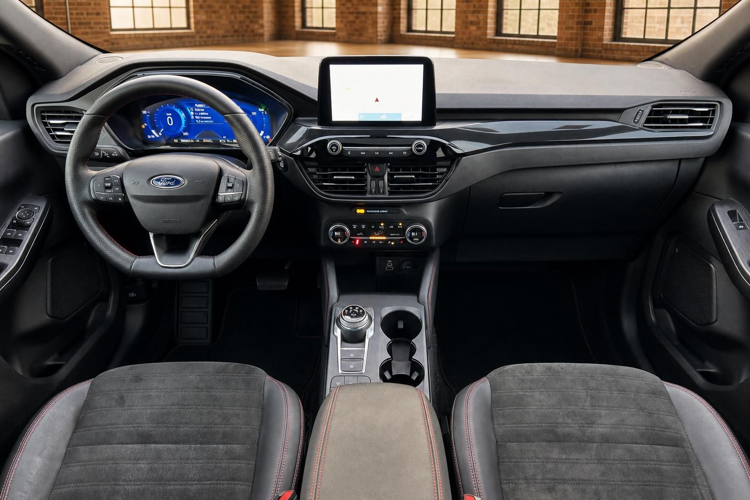 Ford Innenraum Frontansicht mit Cockpit und Sitzen
