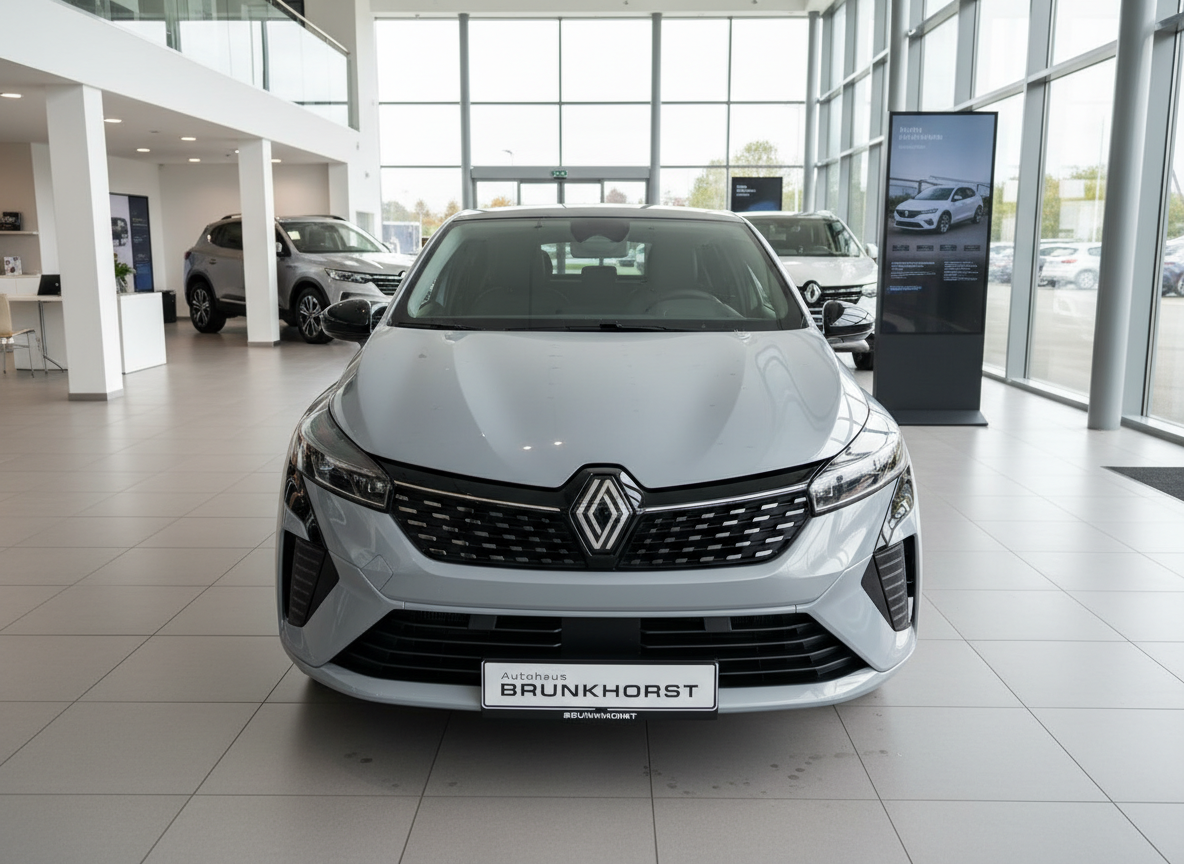 Renault Clio silber Frontansicht im Autohaus Brunkhorst Showroom