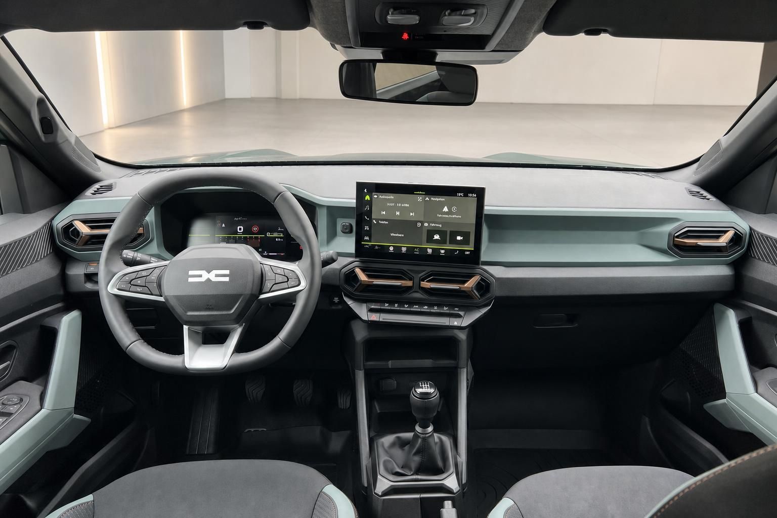 Modernes Auto Cockpit mit digitalem Display und Lenkrad - Innenraum Ansicht