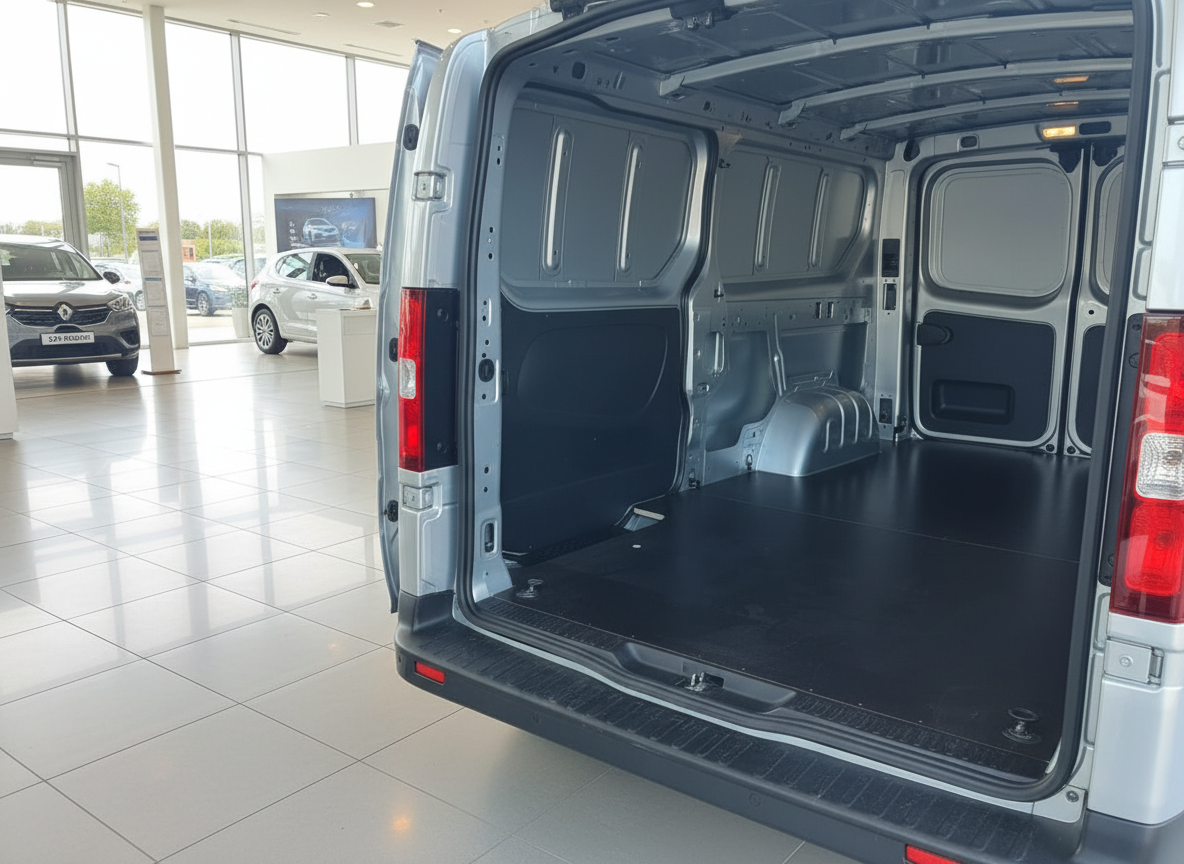 Renault Master Kastenwagen Laderaum geöffnet silber im Autohaus