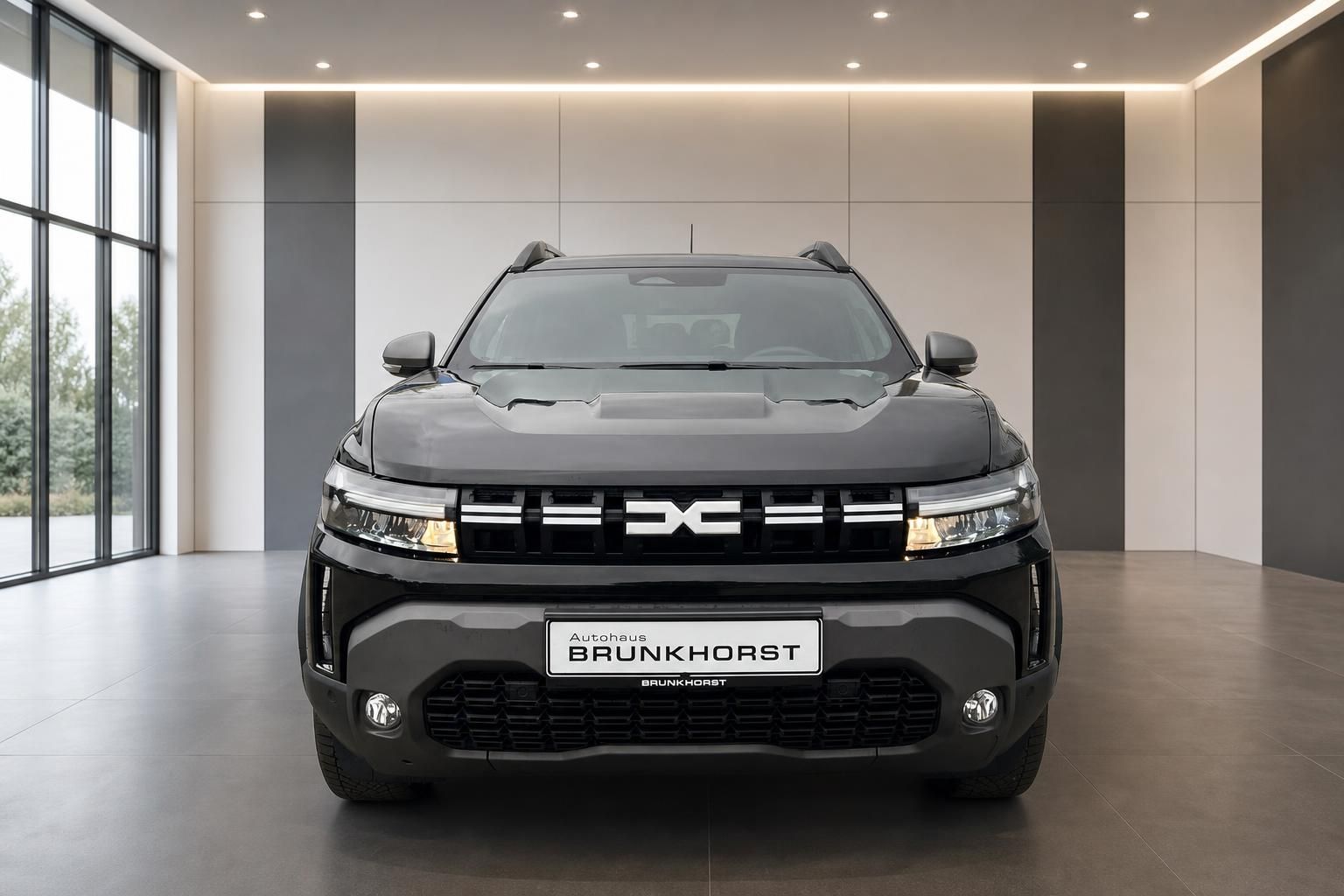 Dacia Duster schwarz Frontansicht mit Kühlergrill im Autohaus Brunkhorst
