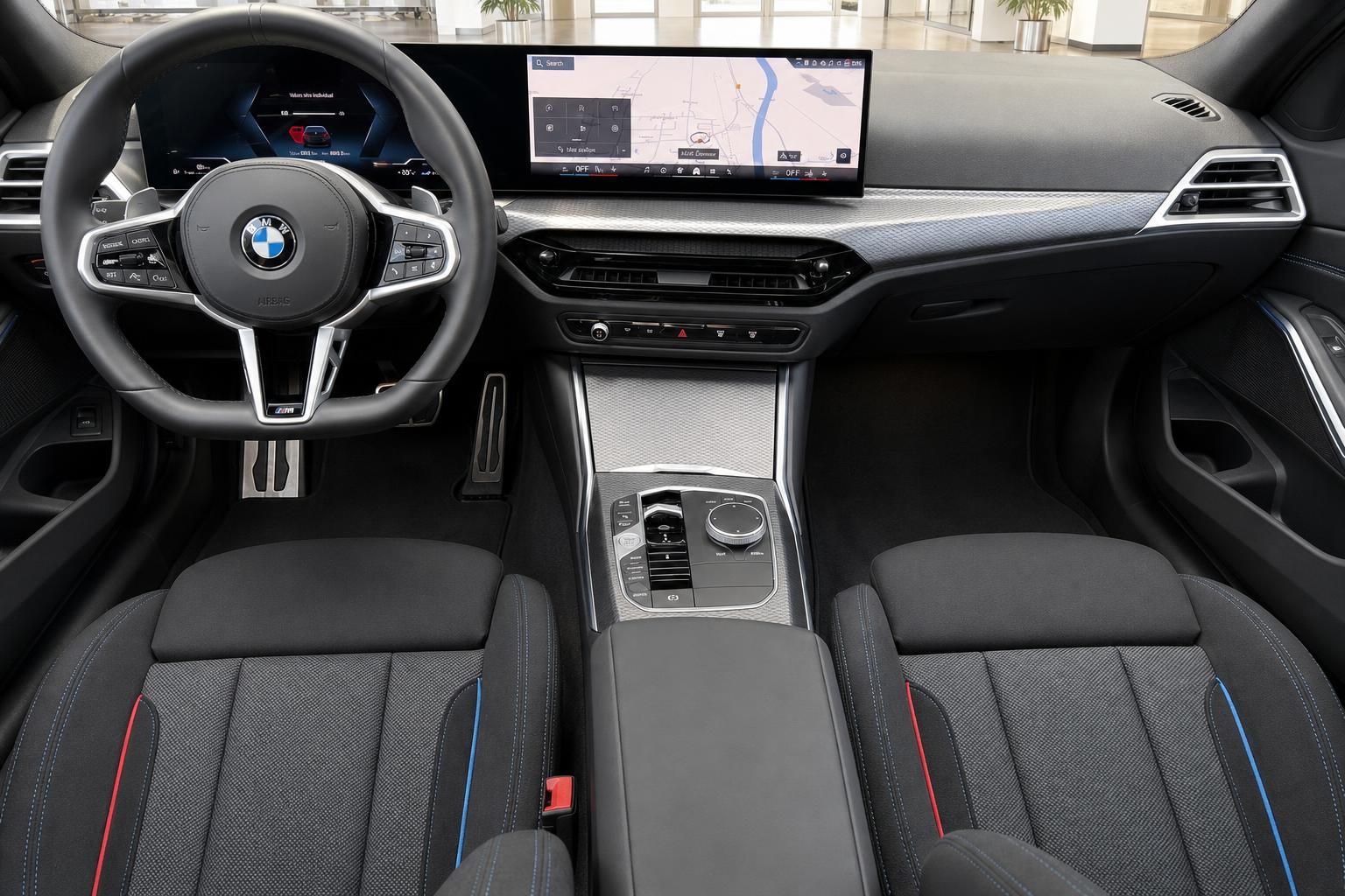 BMW 3er Touring Innenraum Cockpit mit Lenkrad und Navigationsdisplay