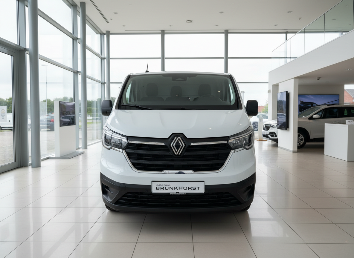 Renault Trafic Kastenwagen weiß Frontansicht im Autohaus Brunkhorst Showroom