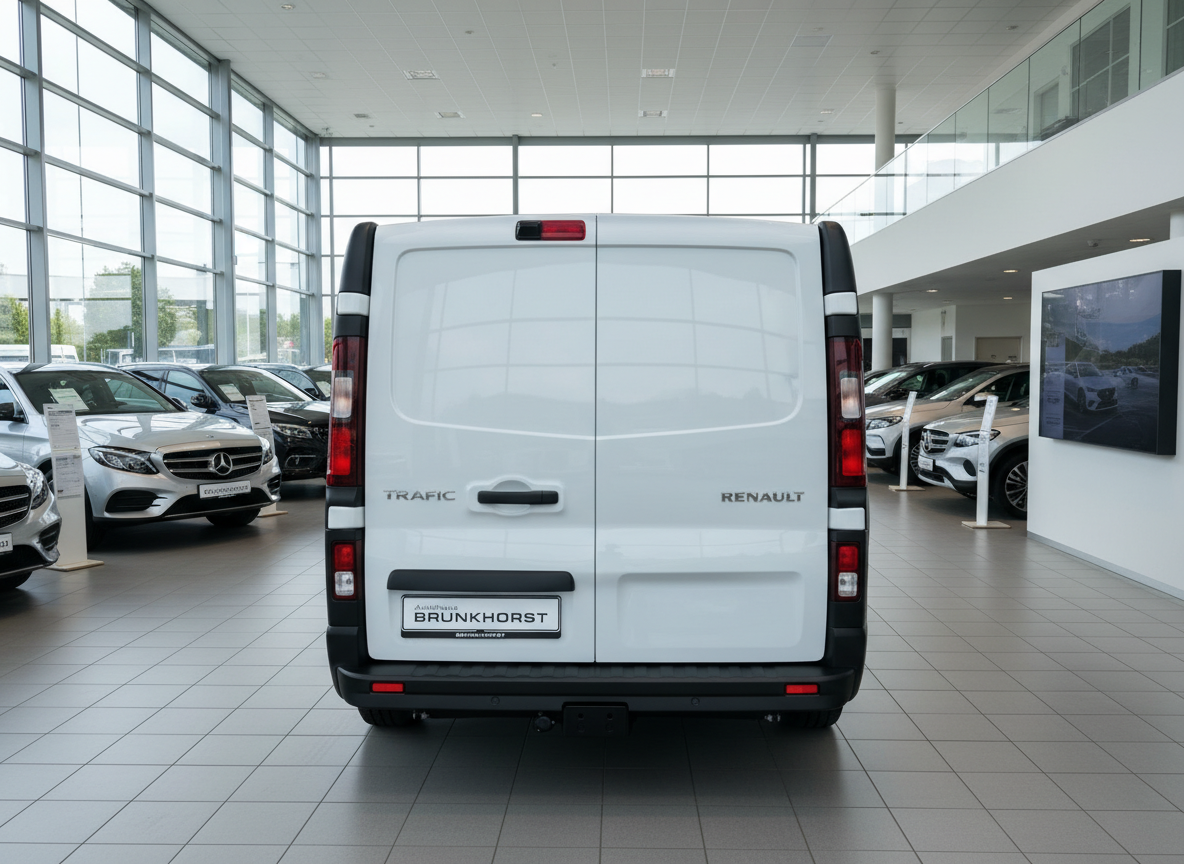 Renault Trafic Kastenwagen weiß Heckansicht im Autohaus Brunkhorst