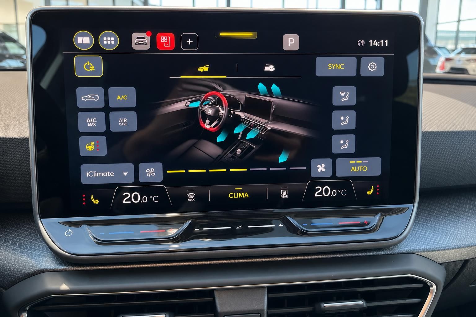 Touchscreen Klimabedienung mit iClimate im Infotainmentsystem
