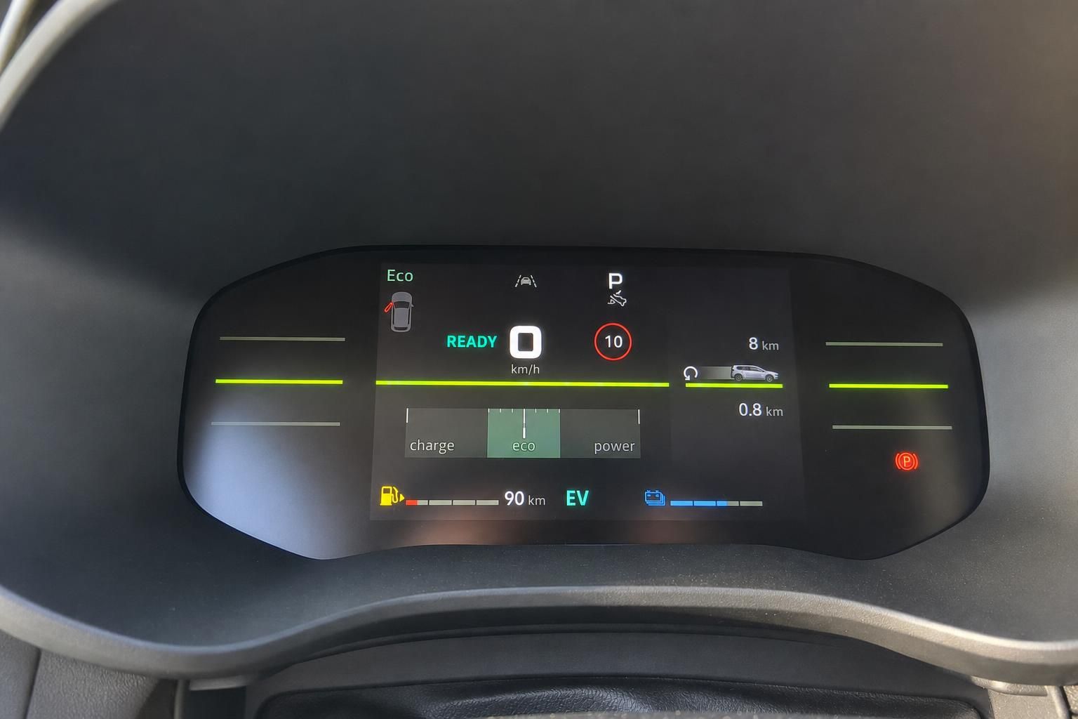 Dacia Elektrofahrzeug Tacho mit Batteriestand und Eco-Modus Anzeige - digitales Cockpit