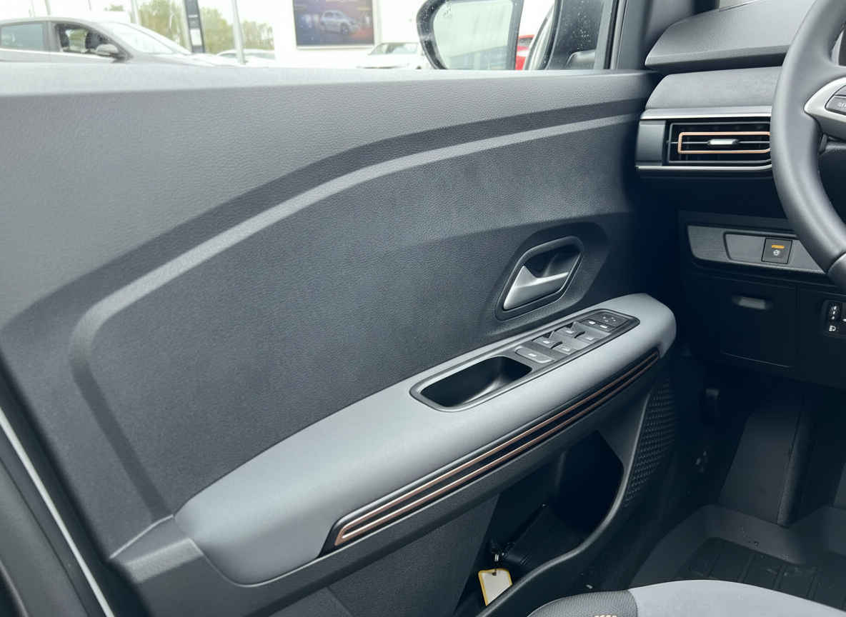 Fahrzeuginnenraum Fahrertür mit elektrischen Fensterhebern und Kupfer-Zierleisten