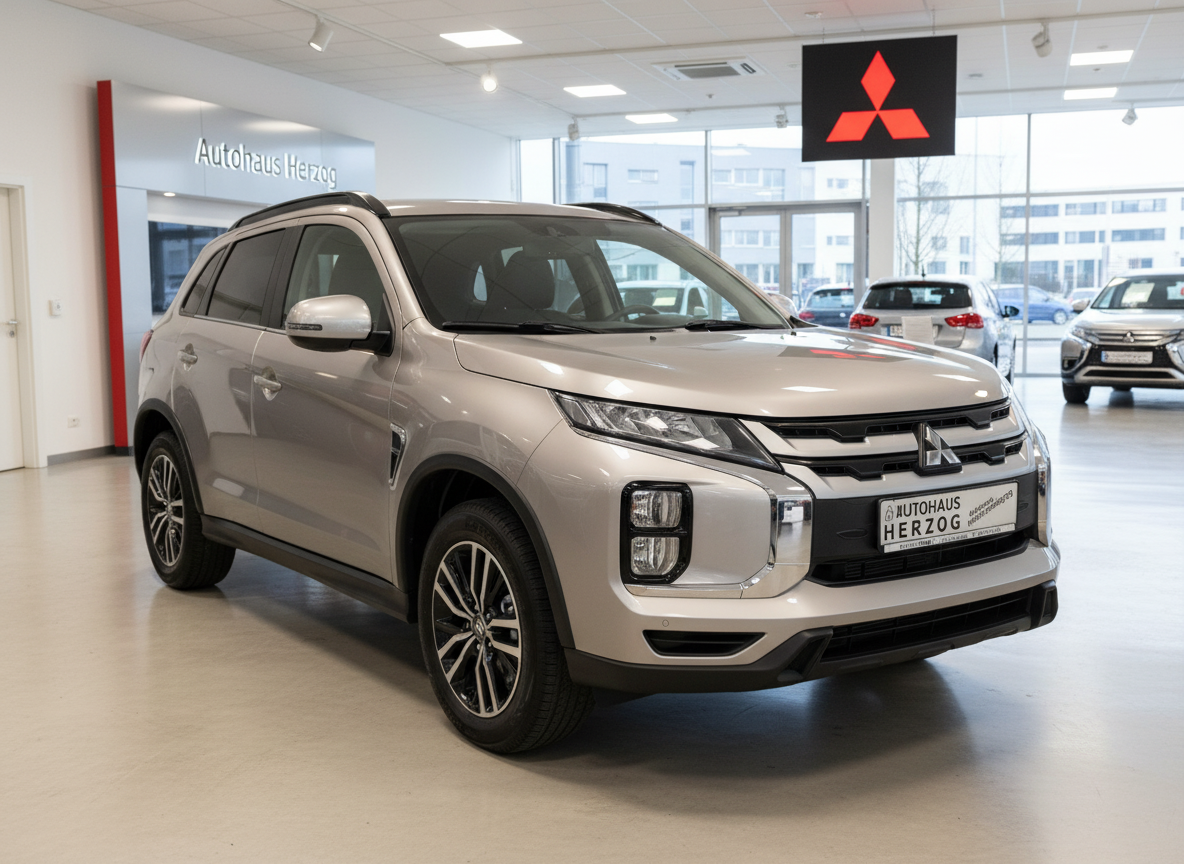 Mitsubishi ASX silber in Autohaus Herzog Showroom Frontansicht