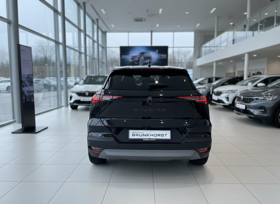 Renault Symbioz in Schwarz – Heckansicht im Autohaus Brunkhorst Showroom