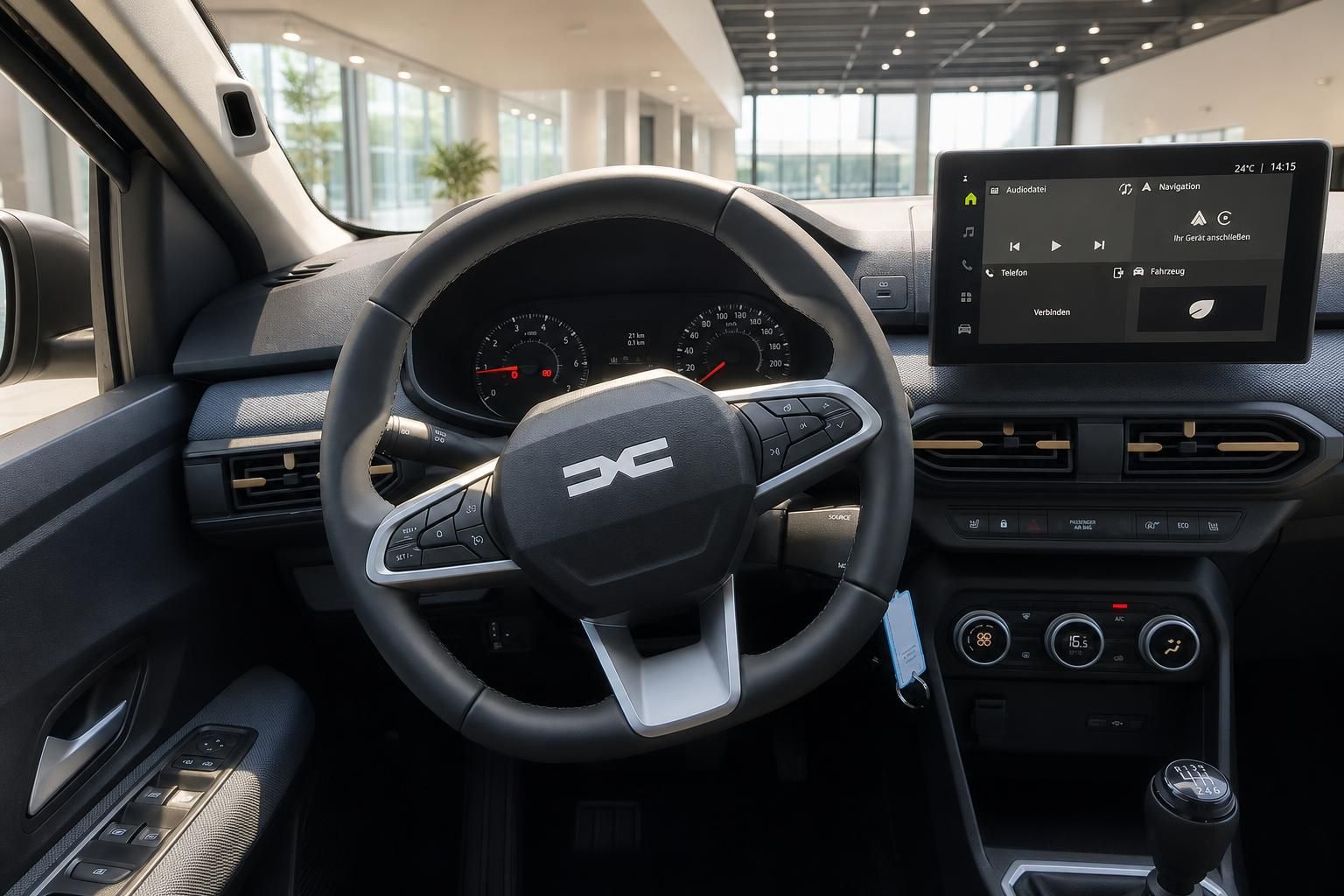 Dacia Sandero Innenraum Cockpit mit Lenkrad und Multimediadisplay