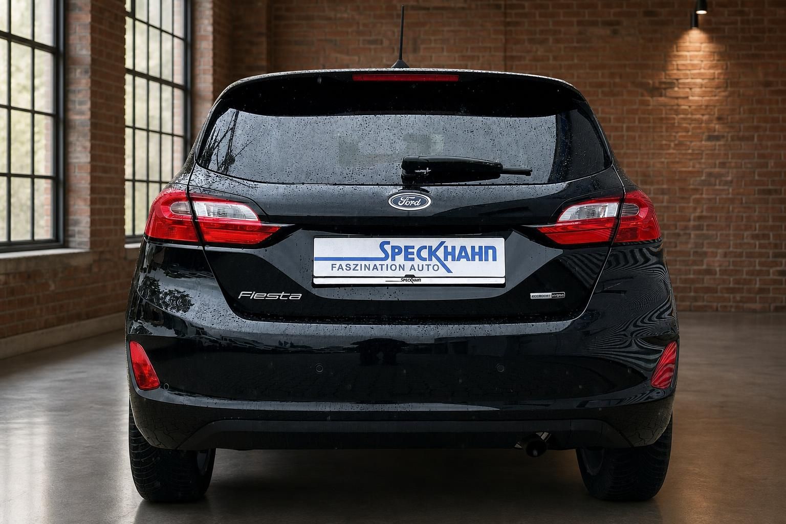 Ford Fiesta schwarz Heckansicht – Gebrauchtwagen bei Autohaus Speckhahn