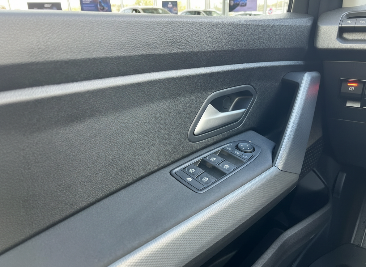 Fahrzeugtür Innenraum mit Fensterheber-Schaltern und Türgriff