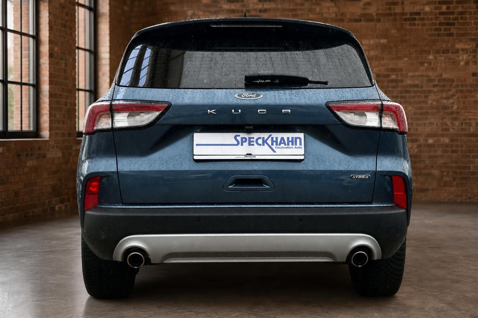 Ford Kuga Hybrid blau Heckansicht – SUV Gebrauchtwagen bei Autohaus Speckhahn
