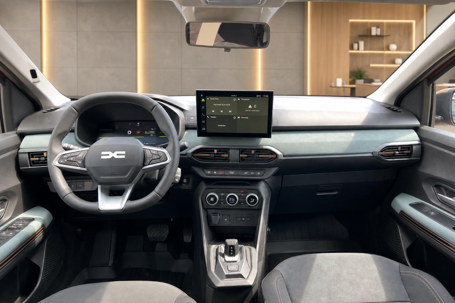 Dacia Jogger Cockpit - Armaturenbrett mit Touchscreen, Lenkrad und Klimaanlage im Innenraum