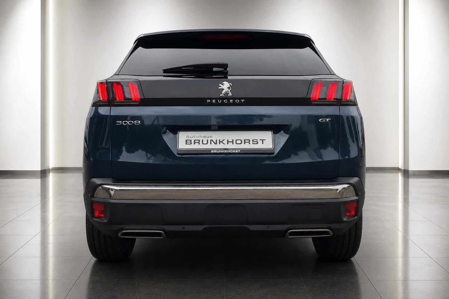 Peugeot 3008 GT blau, Heckansicht mit Rückleuchten